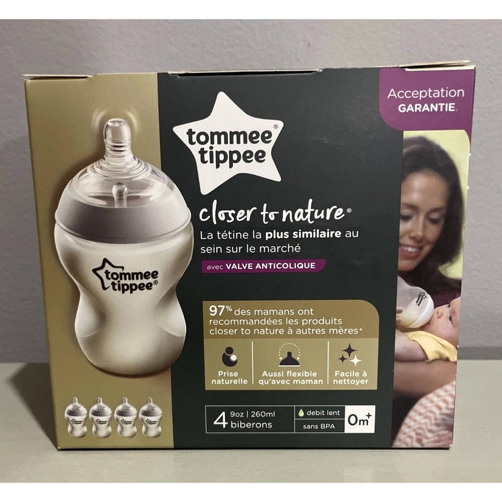 Tommee Tippee Closer to Nature 9oz Baby Bottles 4pk Slow Flow AntiColic BPA-Free